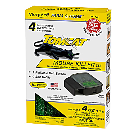 Tomcat Mouse Killer 3 Bait Station with 4 Refills