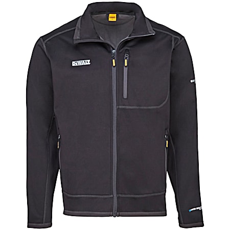 DEWALT Men's Barton Black Long Sleeve Full Zip Softshell Jacket