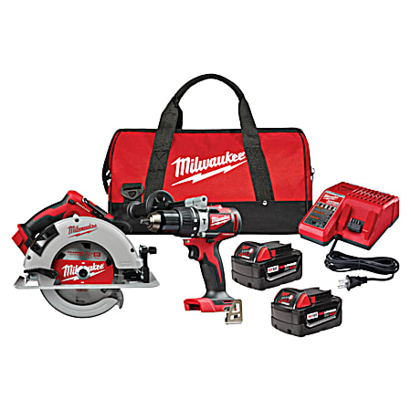 M18 Brushless Cordless Lithium-Ion Hammer Drill & Circular Saw Combo Kit W/ Batteries