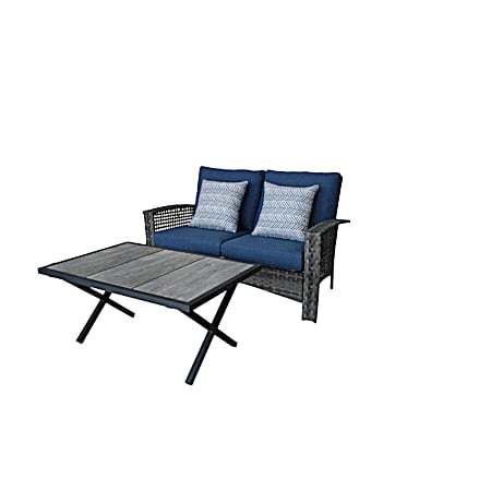 Blue Ridge Wicker Loveseat & Coffee Table