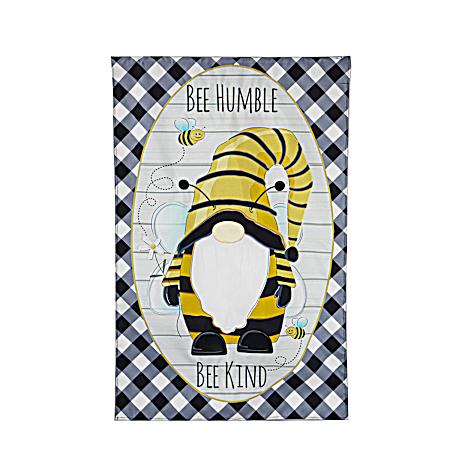 Bee Humble Bee Kind Gnome Linen House Flag