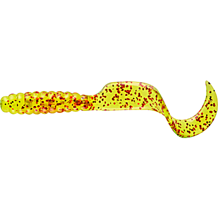Chartreuse Red Flake Twister Tail Grub