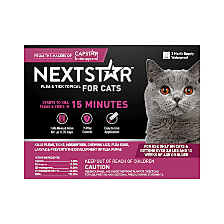 Flea & Tick Topical for Cats  - 3 Ct