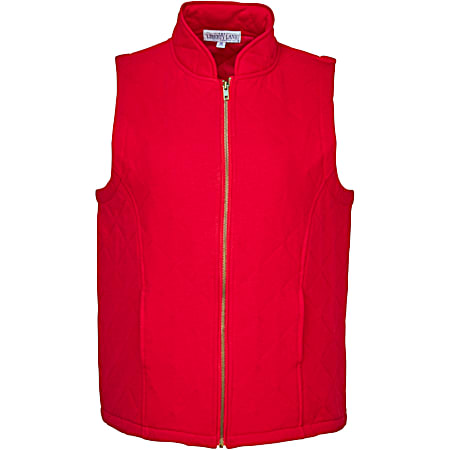 Women's Tango Red Quilted Full Zip Vest w/Pockets