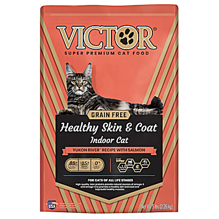 Grain-Free Healthy Skin & Coat Indoor Cat Yukon River Recipe w/ Salmon Dry Cat Food
