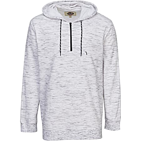 Men's White Injection Hooded Long Sleeve 1/4 Zip Pullover