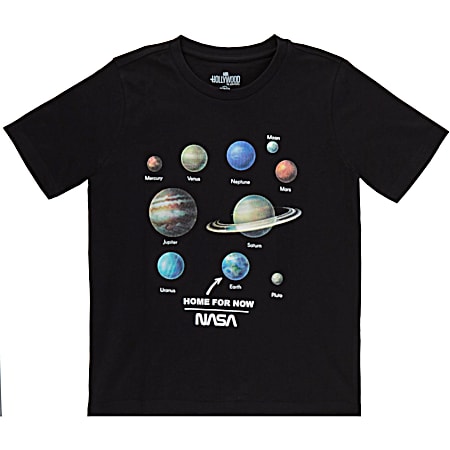 Boys' Black Home For Now NASA Graphic Crew Neck Short Sleeve T-Shirt
