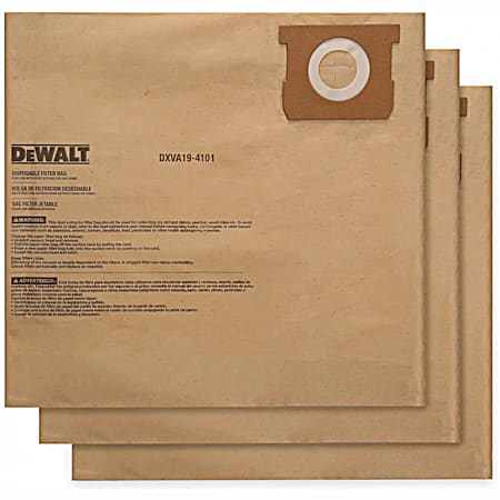 6-10 gal Dust Bag for Wet/Dry Shop Vacs - 3 Pk