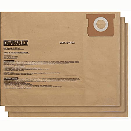 DEWALT 12-16 gal Dust Bag for Wet/Dry Shop Vacs - 3 Pk