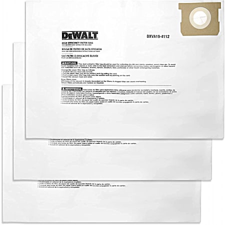 DEWALT 12-16 gal Fine Dust Bag for Wet/Dry Shop Vacs - 3 Pk