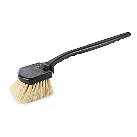 8 in Black Short Handle Tampico Stall Scrub Brush
