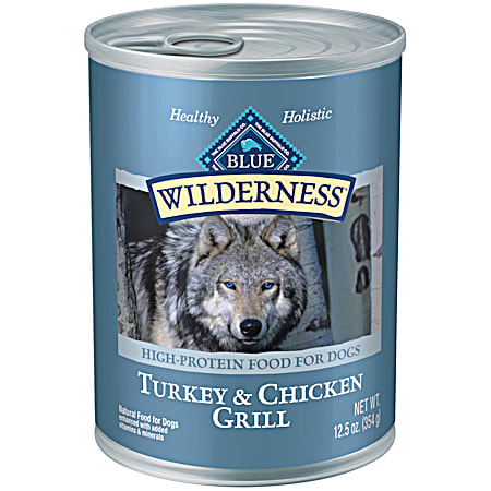 Blue Buffalo BLUE Wilderness 12.5 oz Adult Grain-Free Turkey & Chicken Grill Wet Dog Food