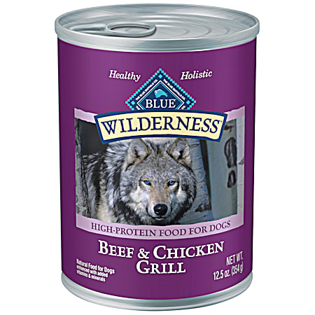 Blue Buffalo BLUE Wilderness 12.5 oz Adult Grain-Free Beef & Chicken Grill Wet Dog Food