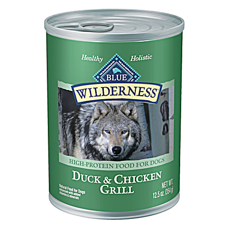 Blue Buffalo BLUE Wilderness 12.5 oz Adult Grain-Free Duck & Chicken Grill Wet Dog Food