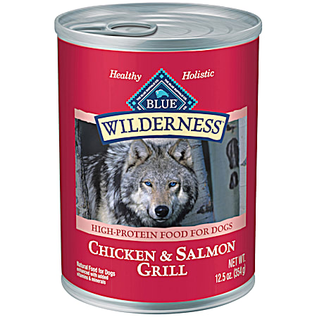 Blue Buffalo BLUE Wilderness 12.5 oz Adult Grain-Free Salmon & Chicken Grill Wet Dog Food