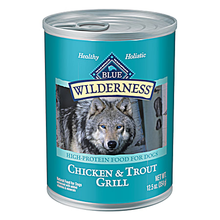 Blue Buffalo BLUE Wilderness 12.5 oz Adult Grain-Free Trout & Chicken Grill Wet Dog Food