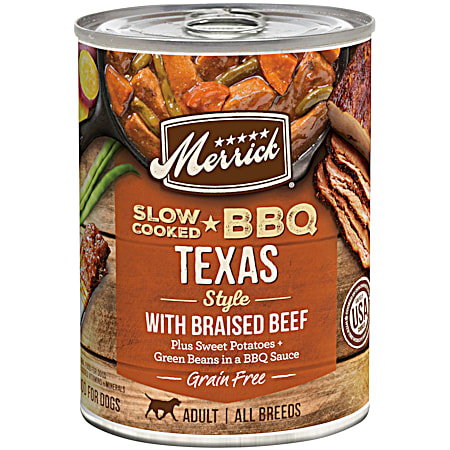 Merrick Adult Grain-Free Slow-Cooked BBQ Texas-Style Beef Recipe Wet Dog Food