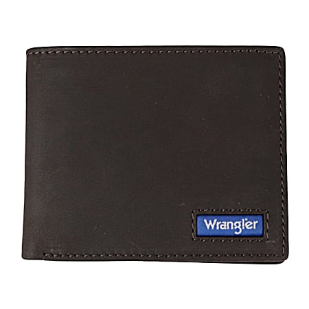 Men's Brown Bifold Wallet w/ Woven Label Patch