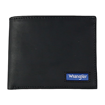 Men's Black Bifold Wallet w/ Woven Label Patch