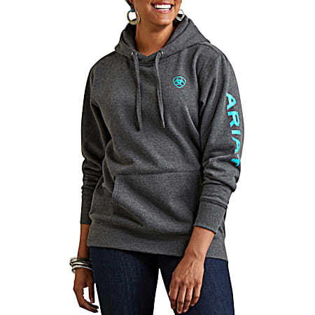 Women's R.E.A.L. Charcoal Heather Logo Graphic Relaxed Fit Long Sleeve Hoodie
