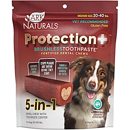 Ark Naturals Protection+ Medium Brushless Toothpaste Fortified Dental Chews for Dogs