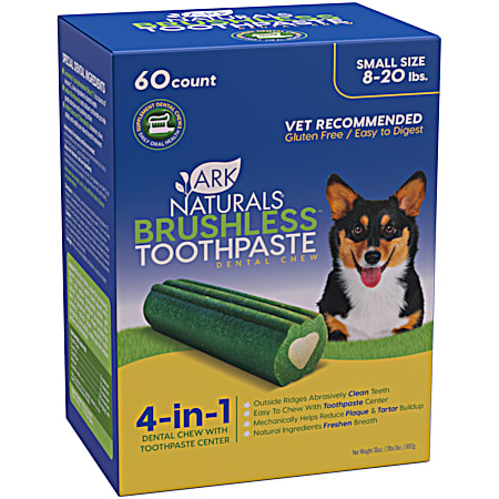 Ark Naturals Small Brushless Toothpaste Dental Chews for Dogs Value Pack - 60 Ct
