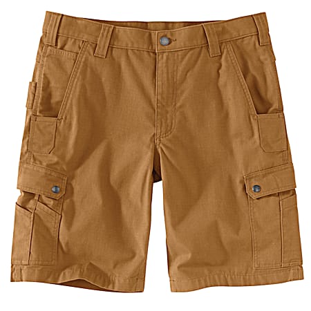 Men's Rugged Flex Relaxed Fit Ripstop Brown Cargo Work Shorts