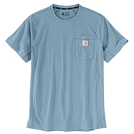 Men's Big & Tall Force Alpine Blue Relaxed Fit Midweight Crew Neck Short Sleeve Pocket T-Shirt