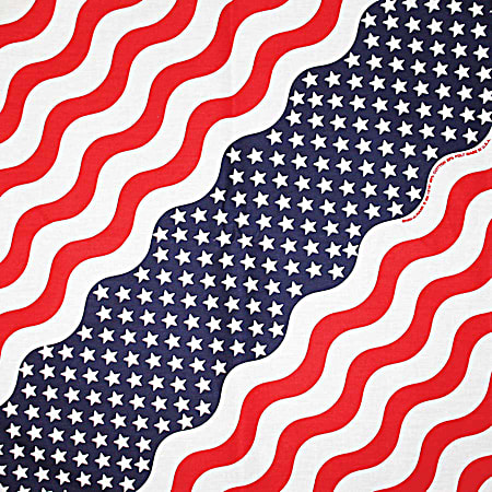 Adult Red, White & Blue Stars & Stripes Print Bandanna Extra Large - 22 in x 22 in