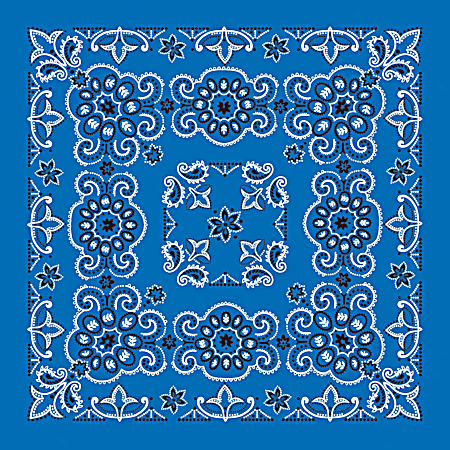 Adult Royal Blue/White Texas Paisley Print Bandanna Extra Large - 27 in x 27 in