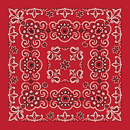Adult Red/White Texas Paisley Print Bandanna Extra Large - 27 in x 27 in