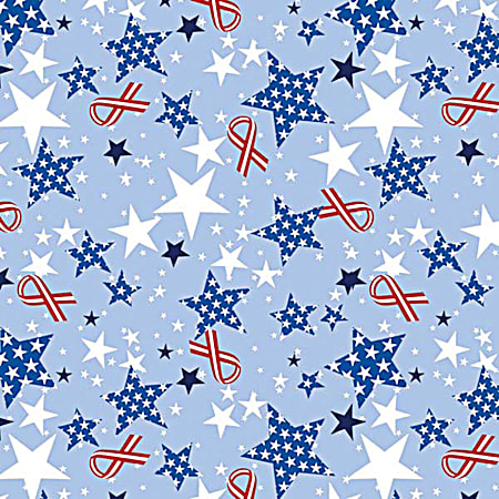 Adult Red, White & Blue Ribbons & Stars Print Bandanna Extra Large - 22 in x 22 in