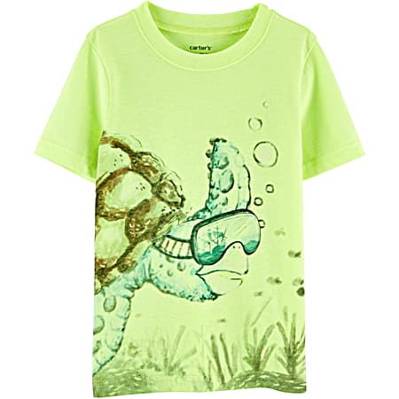 Carter's Toddler Green Sea Turtle Graphic Crew Neck Short Sleeve T-Shirt