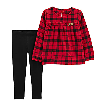 Toddler Girls' Christmas Buffalo Check Flannel Shirt & Legging Set - 2-pc