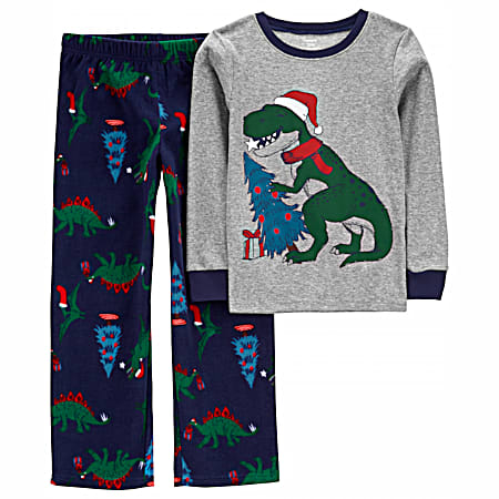 Little Kids' Christmas Holiday Dino PJs 2 pc
