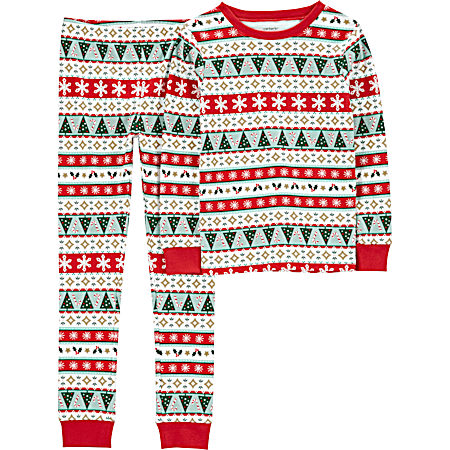 Little Kids'  Christmas Fair Isle100% Snug Fit Cotton PJs - 2 pc