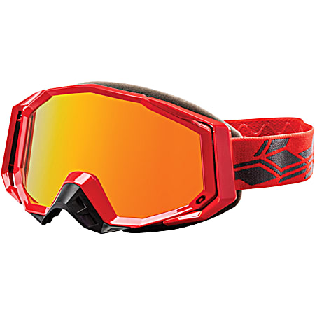 Adult Gloss Red Trace Snow Goggle w/ Mirror Red Lens