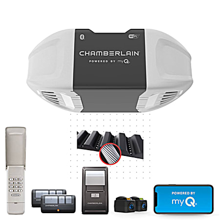 Chamberlain B2405 1/2 HP Belt Drive Wi-Fi MED Lift Power EVO Garage Door Opener
