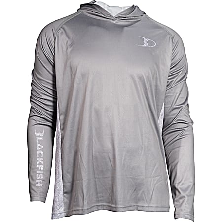 BlackFish Men's CoolCharge UPF Guide Grey/Frost Moisture Wicking Long Sleeve Fishing Hoodie