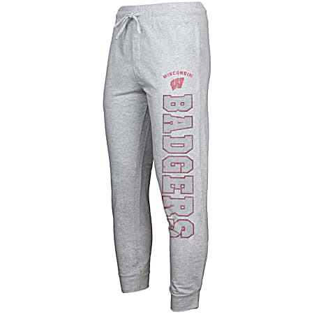 Men's Wisconsin Badgers Gray Exhibit Team Graphic French Terry Joggers