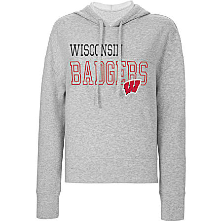 Women's Wisconsin Badgers Gray Sentiment Team Graphic Long Sleeve Hoodie
