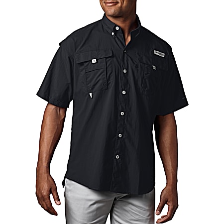 Columbia PFG Men's Big & Tall PFG Bahama II Black Relaxed Fit Button Front Short Sleeve Shirt