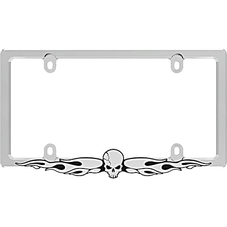 Chrome/Black Skull License Plate Frame