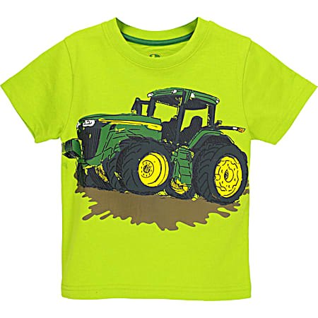 John Deere Toddler Boys' Lime Green Mud Tractor Graphic Crew Neck Short Sleeve T-Shirt