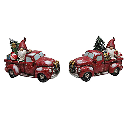 Resin LED Red Truck w/ Gnome - Assorted
