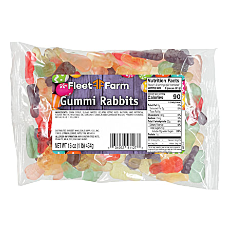 16 oz Gummi Rabbits Chewy Candy