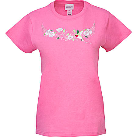 Women's Azalea Embroidered/Jewel Sweet Tweet Crew Neck Short Sleeve T-Shirt