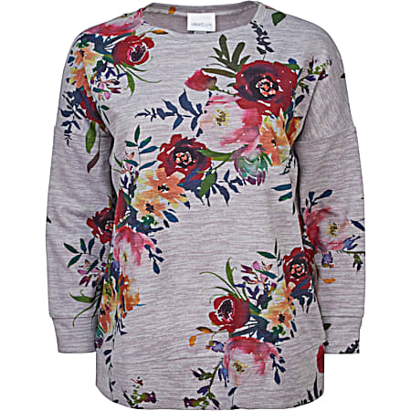 Women's Grey Cascading Floral Sweatshirt