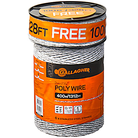 Gallagher 1/16 in White Poly Wire Combo Roll 1312 ft w/ 328 ft Free