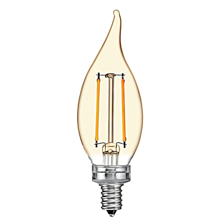 3.5W LED CAC Vintage Style Warm Candle Light Amber Glass Bent Tip Candelabra Base Light Bulb - 1 Pk